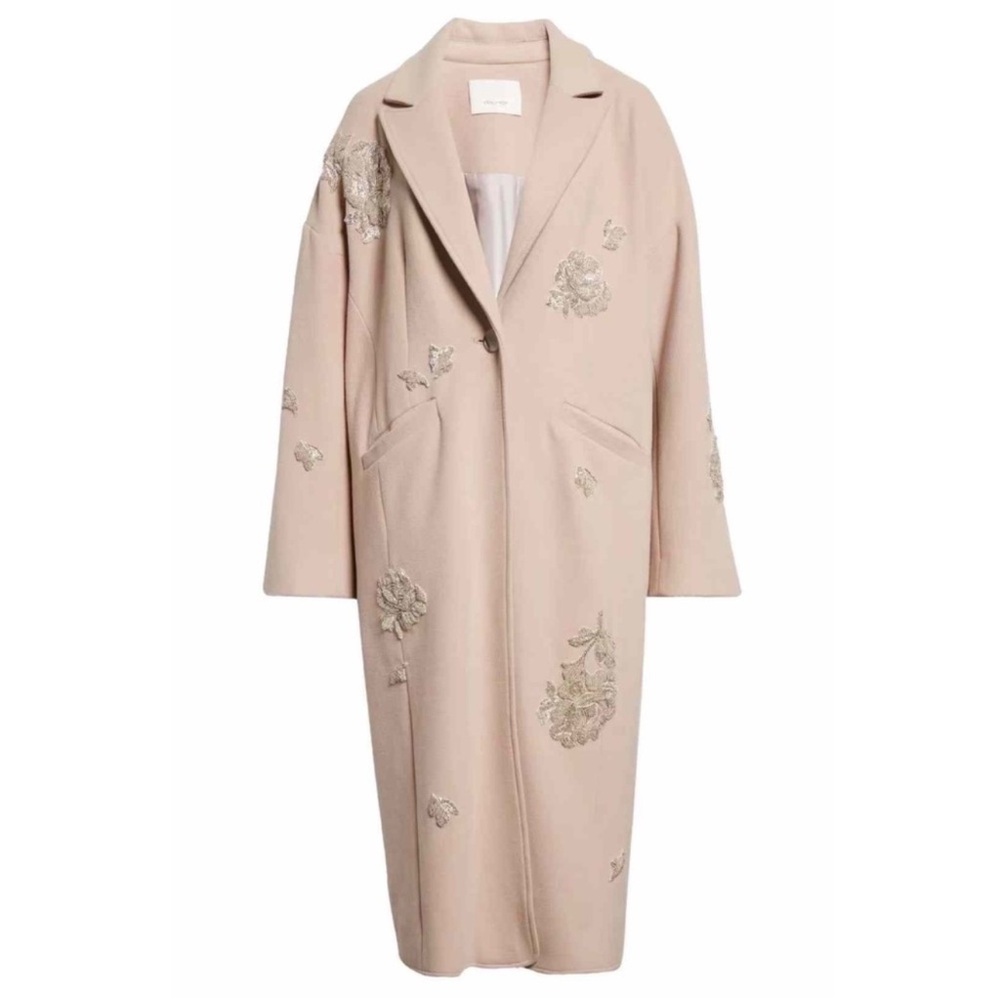 Cinq a sept Gravis rose embellished coat